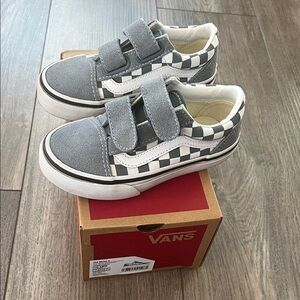 Vans Kids Blue and White Checkered Sneakers